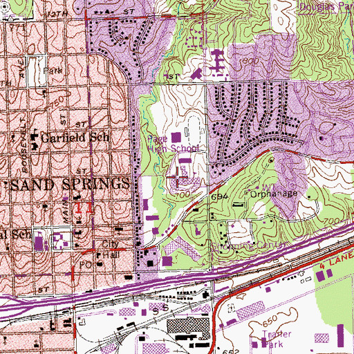 Topographic Map of Charles Page High School, OK