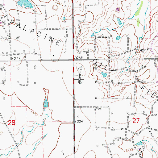 Topographic Map of Palacine Oil Field, OK