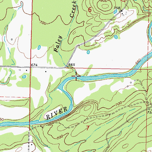 Topographic Map of Paley Creek, OK