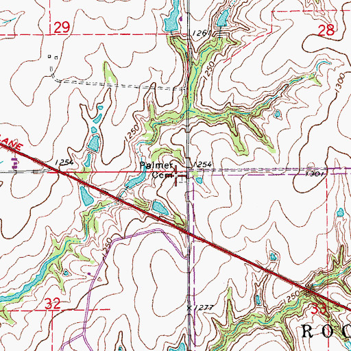 Topographic Map of Palmer Cemetery, OK