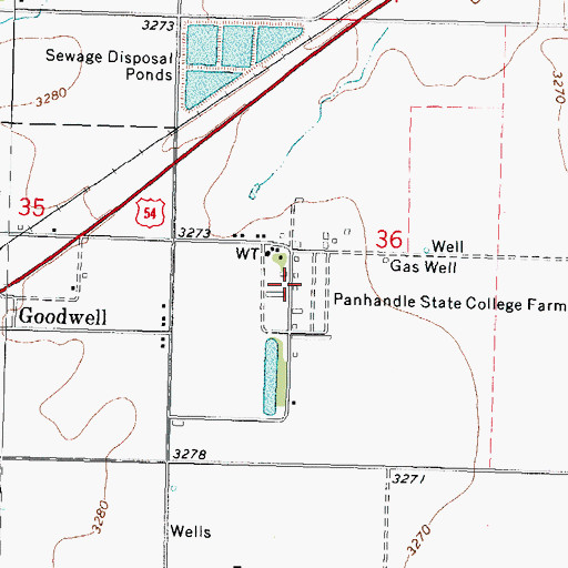 Topographic Map of Panhandle State College Farm, OK
