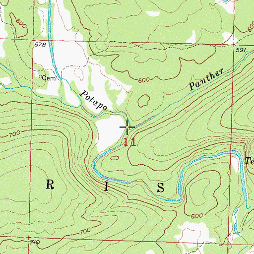 Topographic Map of Panther Creek, OK