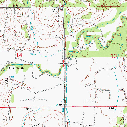 Topographic Map of Panther Creek, OK