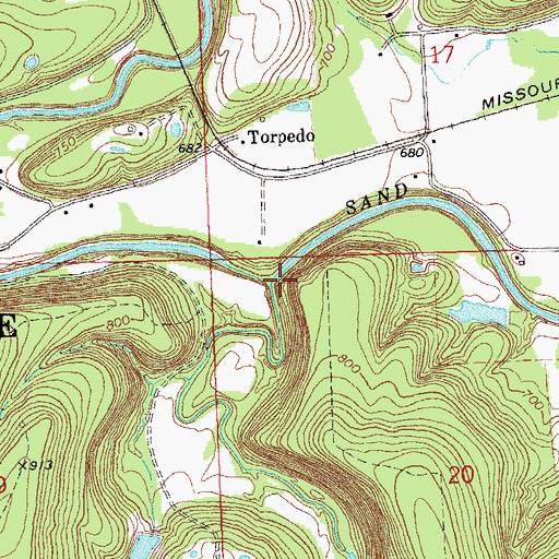 Topographic Map of Panther Creek, OK