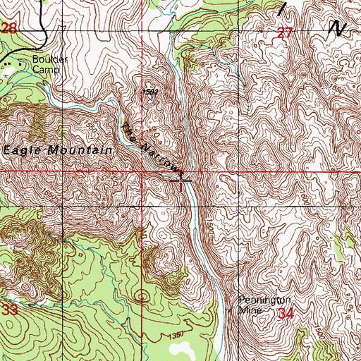 Topographic Map of Panther Creek, OK