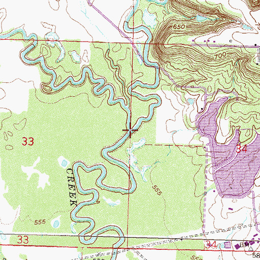 Topographic Map of Panther Creek, OK