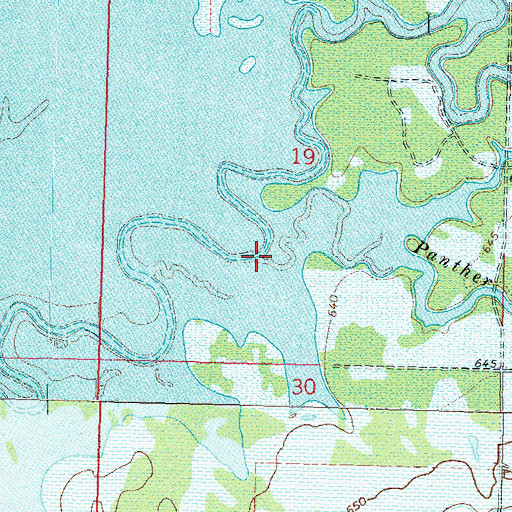 Topographic Map of Panther Creek, OK