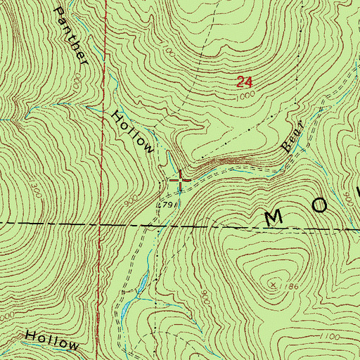 Topographic Map of Panther Hollow, OK