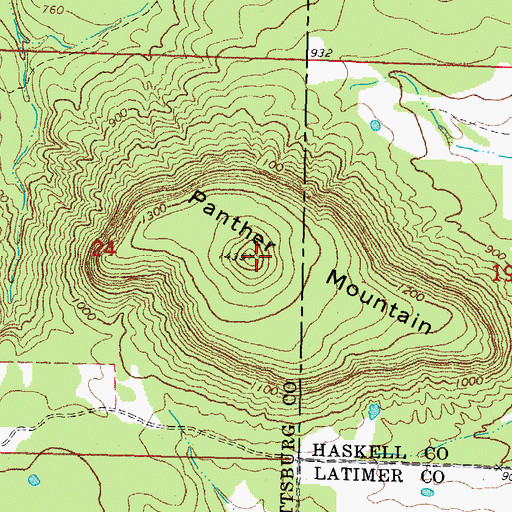 Topographic Map of Panther Mountain, OK