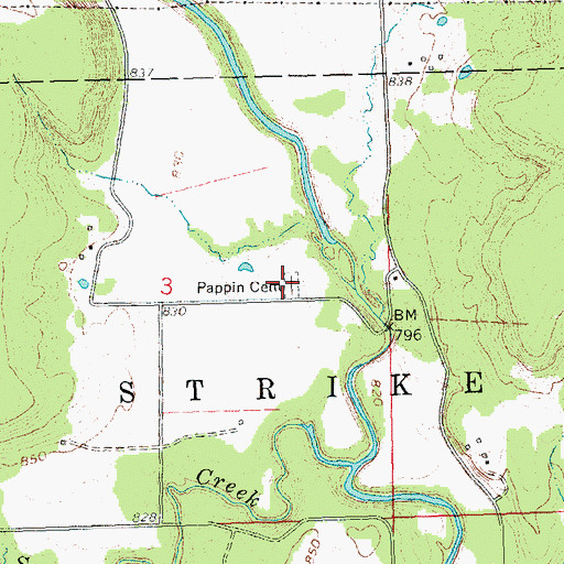 Topographic Map of Pappin Cemetery, OK