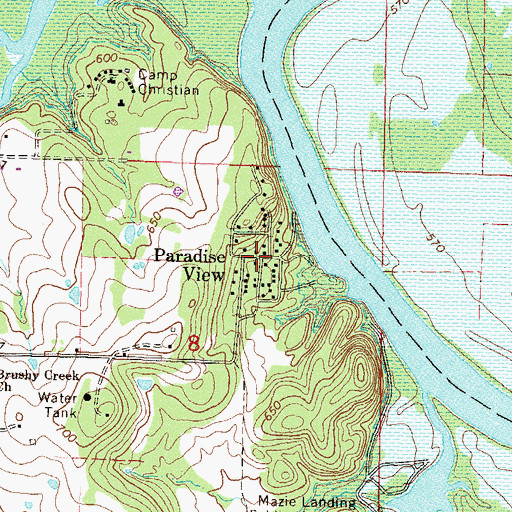 Topographic Map of Paradise View, OK