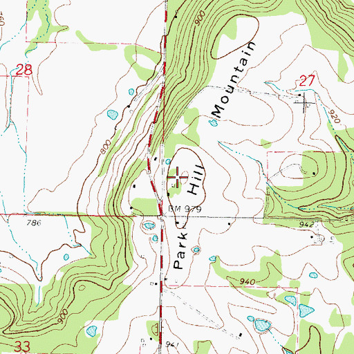 Topographic Map of Park Hill Mountain, OK