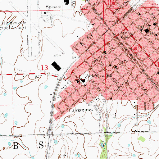 Topographic Map of Ethel Reed Elementary School, OK