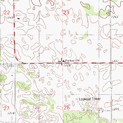 Topographic Map of Parker Church, OK