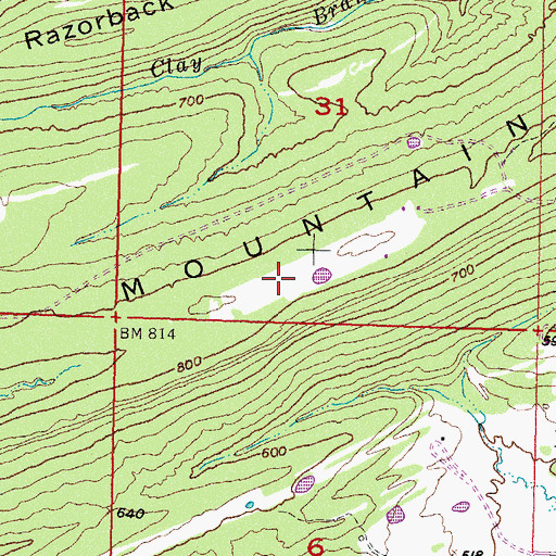 Topographic Map of Parker Mountain, OK