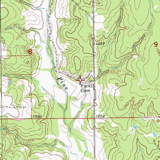 Topographic Map of Parks Cemetery, OK
