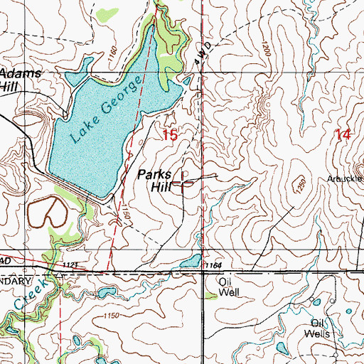 Topographic Map of Parks Hill, OK