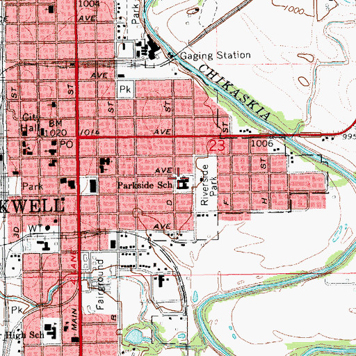 Topographic Map of Parkside Elementary School (historical), OK
