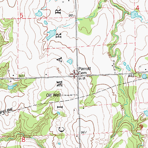 Topographic Map of Parrott Cemetery, OK