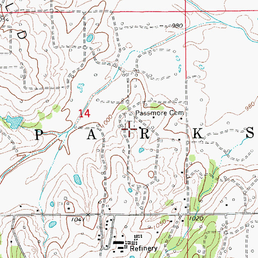 Topographic Map of Passmore Cemetery, OK