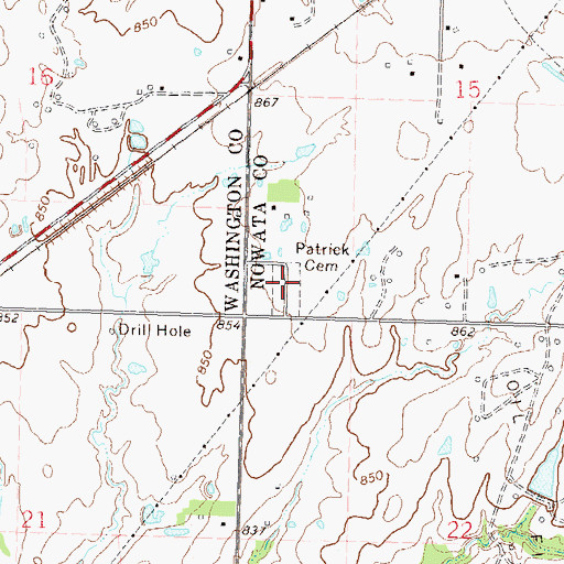 Topographic Map of Patrick Cemetery, OK