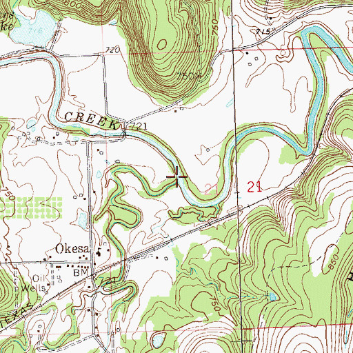 Topographic Map of Paula Creek, OK