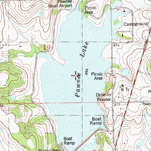 Topographic Map of Pawnee Lake, OK