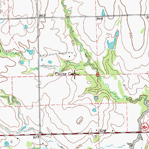 Topographic Map of Payne Cemetery, OK