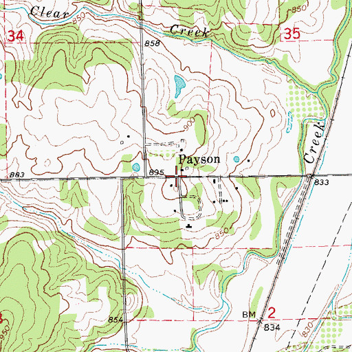 Topographic Map of Payson, OK