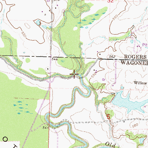Topographic Map of Pea Creek, OK