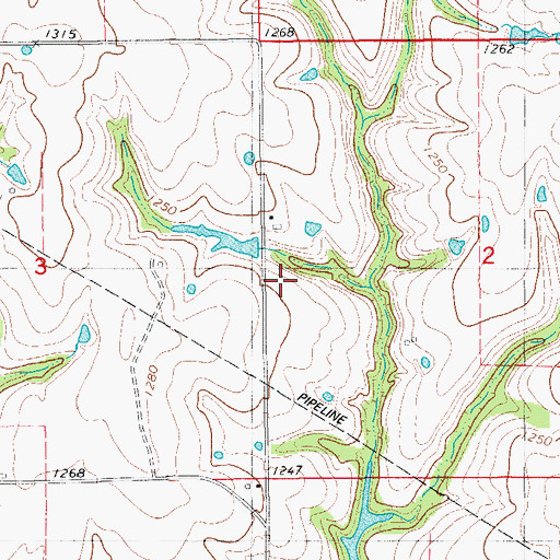 Topographic Map of Pea Ridge School, OK