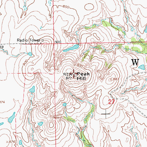 Topographic Map of Peak Hill, OK
