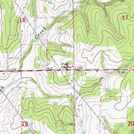 Topographic Map of Pearl Church, OK