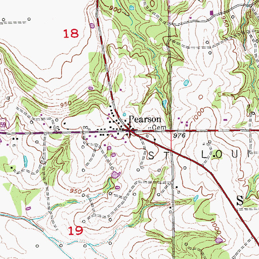 Topographic Map of Pearson, OK