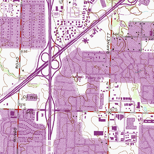 Topographic Map of Peary Elementary School, OK