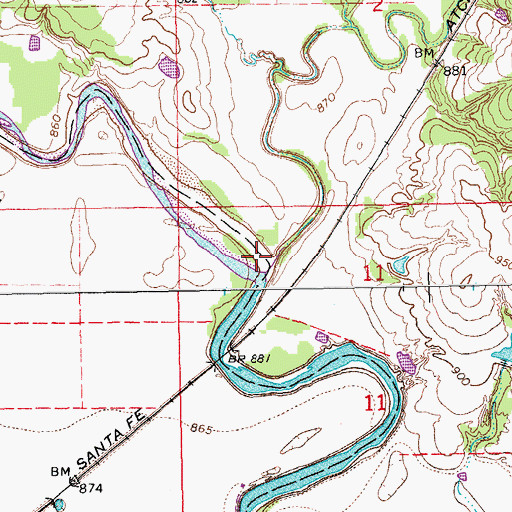 Topographic Map of Peavine Creek, OK