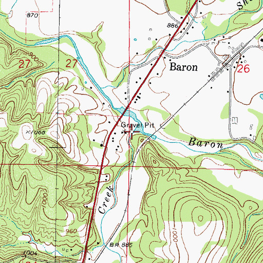 Topographic Map of Peavine Creek, OK