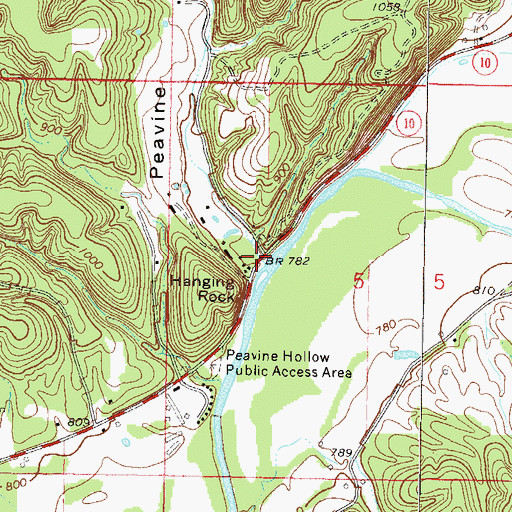 Topographic Map of Peavine Hollow, OK