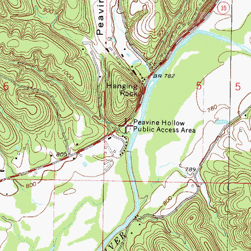 Topographic Map of Peavine Hollow Public Access Area, OK