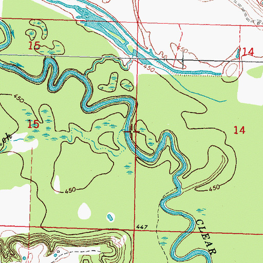 Topographic Map of Pecan Branch, OK