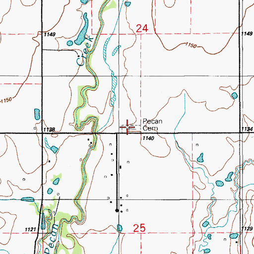 Topographic Map of Pecan Cemetery, OK