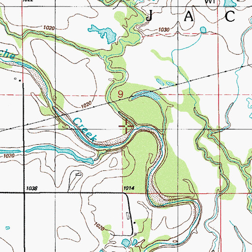 Topographic Map of Pecan Creek, OK