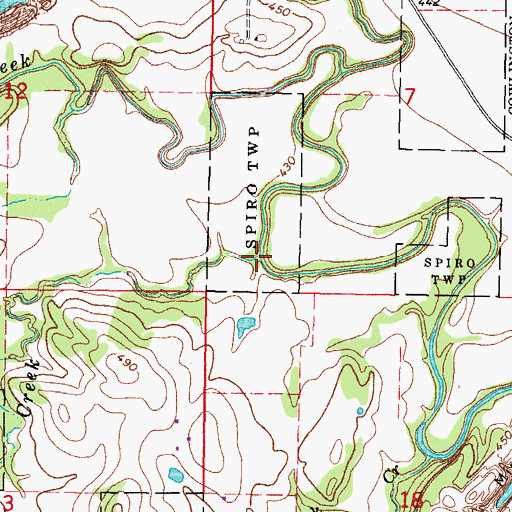 Topographic Map of Pecan Creek, OK