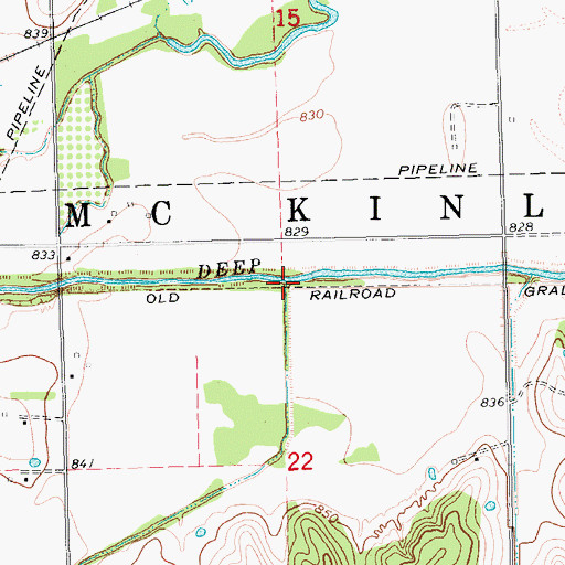 Topographic Map of Pecan Creek, OK