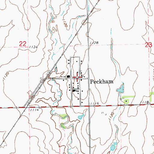 Topographic Map of Peckham, OK