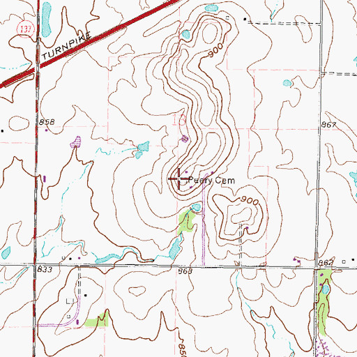 Topographic Map of Peery Cemetery, OK