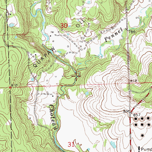 Topographic Map of Pennel Creek, OK