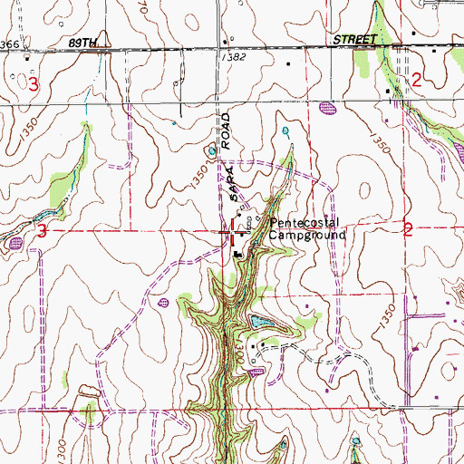 Topographic Map of Pentecostal Campground, OK