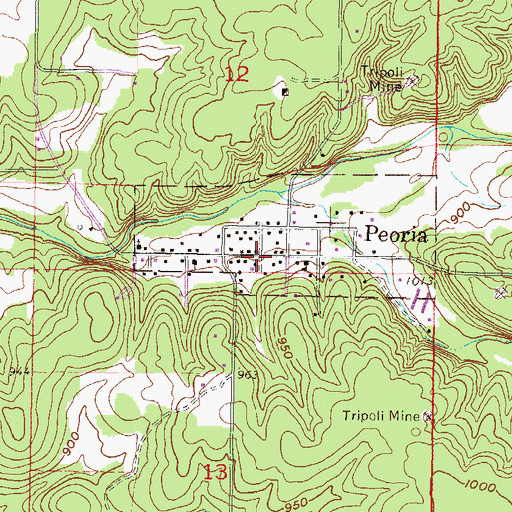 Topographic Map of Peoria, OK