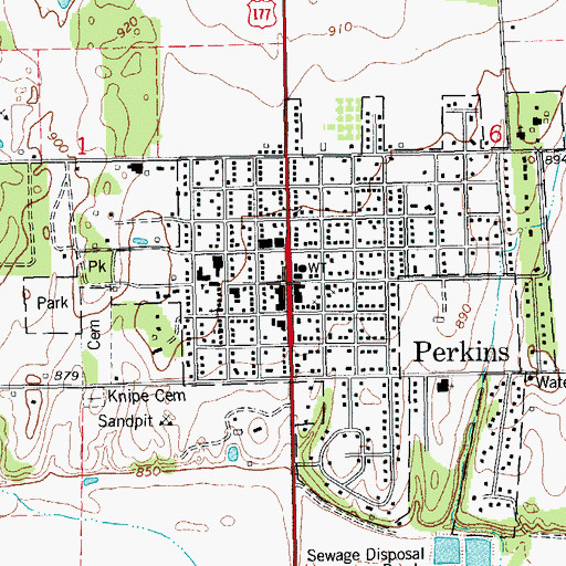 Topographic Map of Perkins, OK